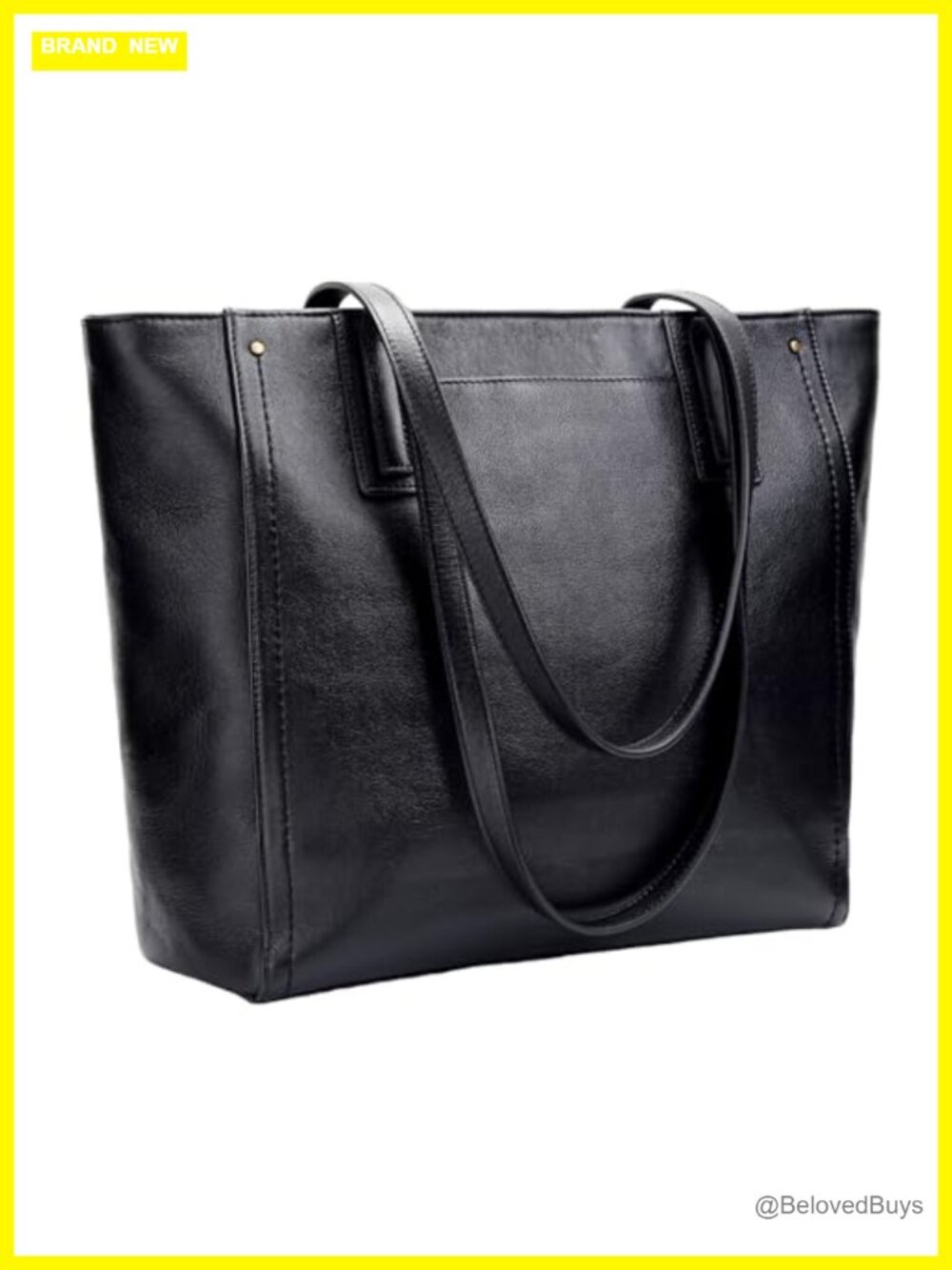 Genuine Leather Work Tote Bag Large Vintage Tote with Zipper Laptop Purse